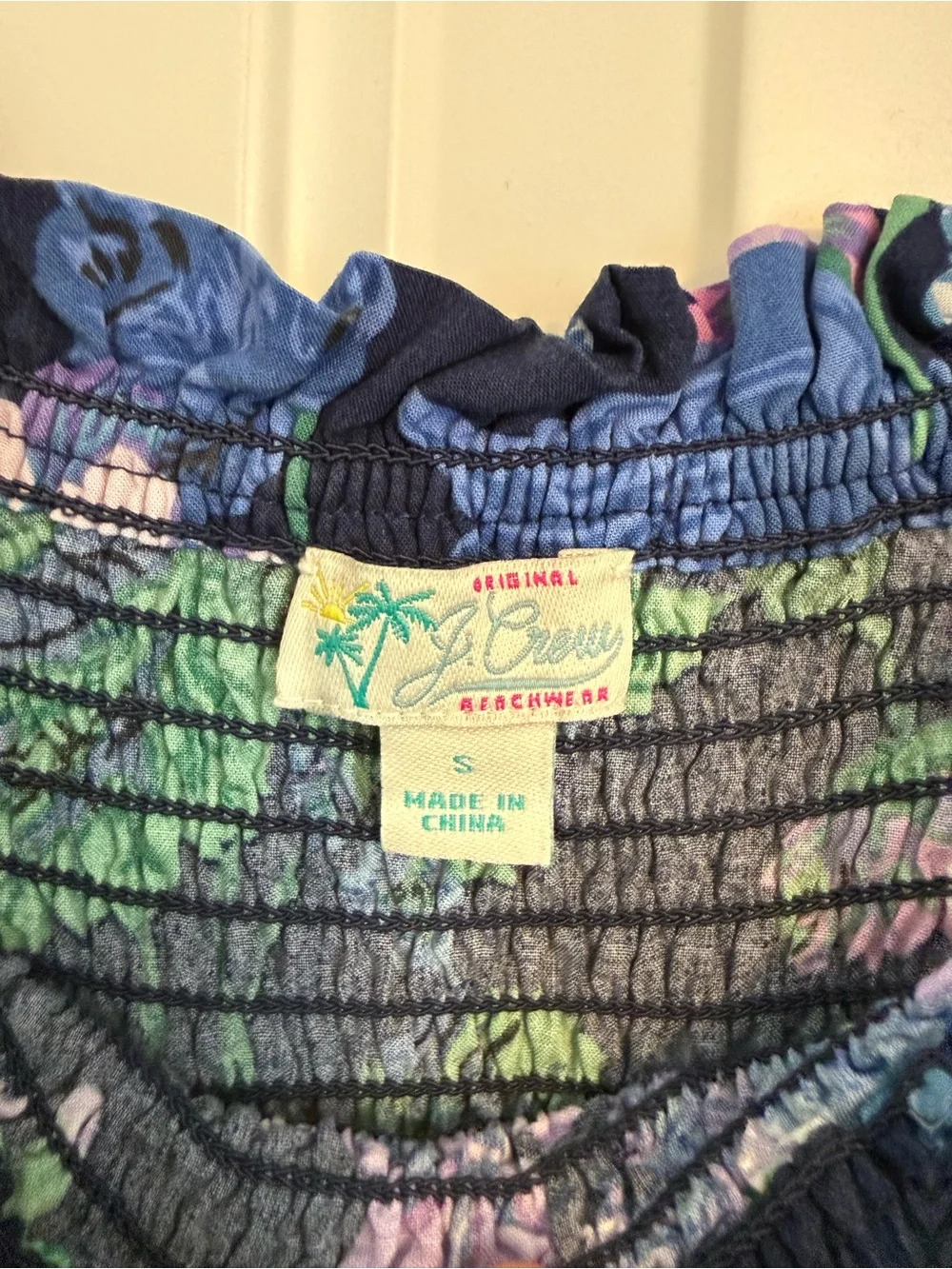 J.Crew Beachwear Smocked tie-shoulder dress in retro floral Size Small